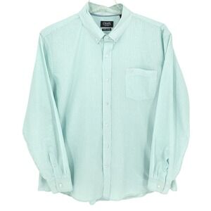 Chaps‎ Mens Easy Care Seersucker Stripe Button Down Shirt XXL Aqua White